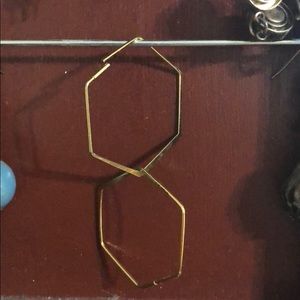 Gold hexagonal hoops